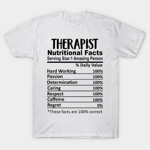 Therapist Nutrition Facts Funny T-Shirt by HeroGifts